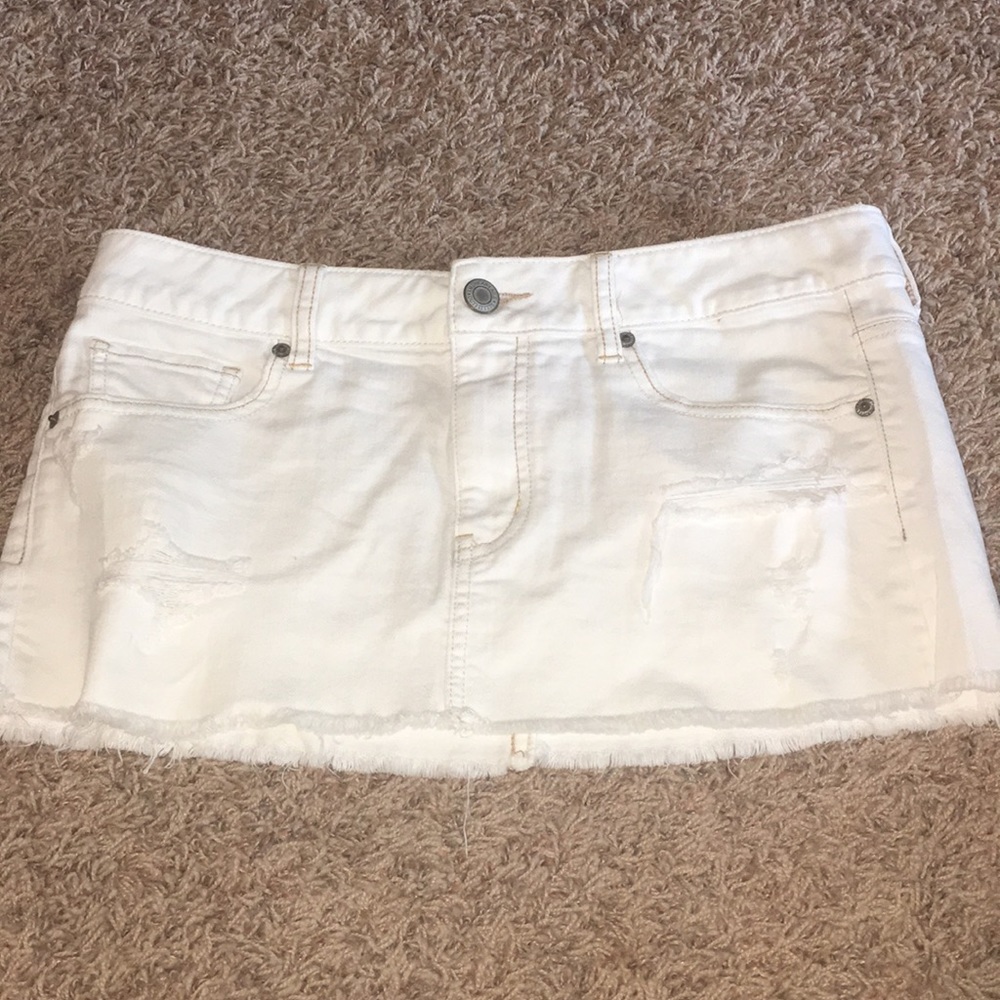 American Eagle white denim mini skirt